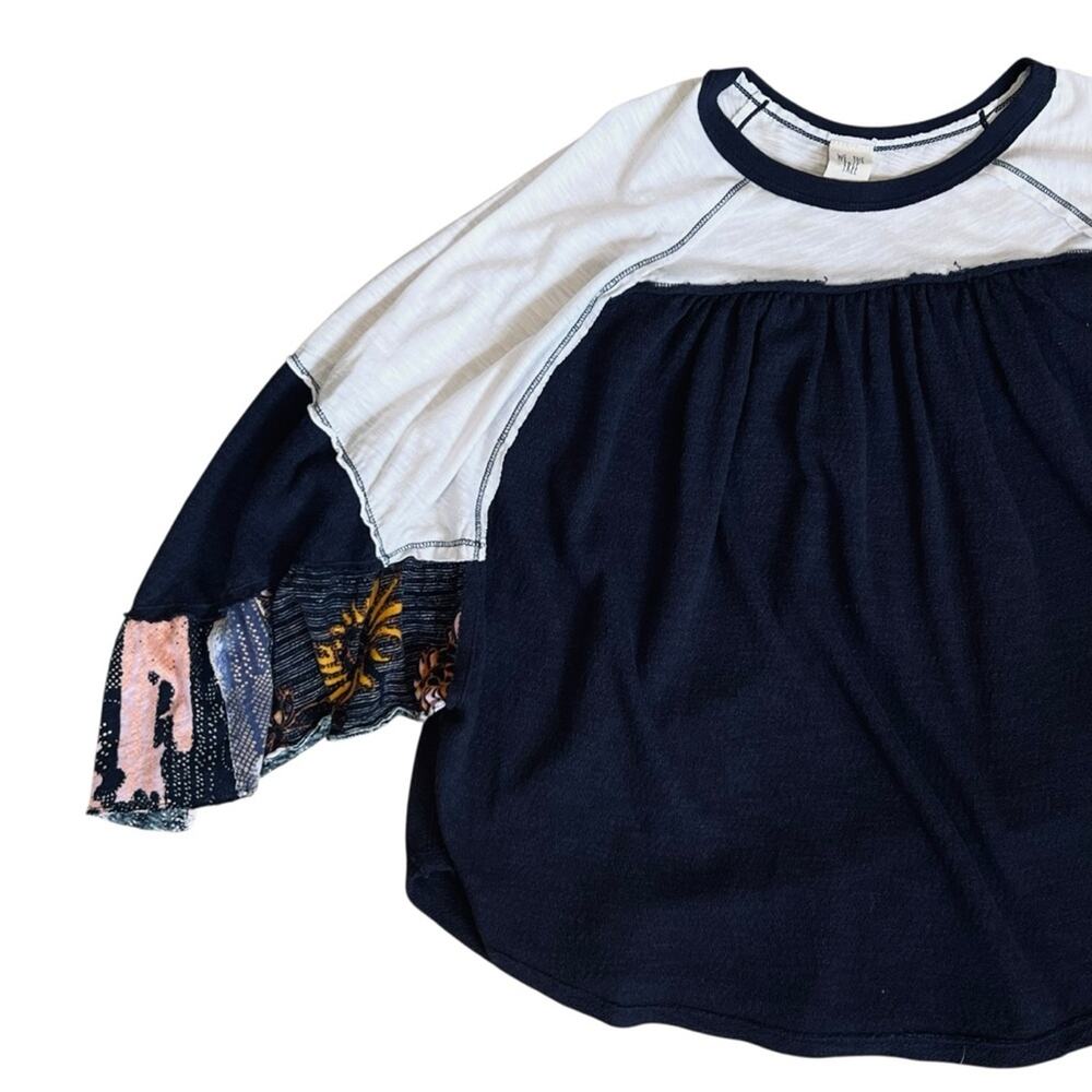 Free People We The Free Women’s Sz S Friday Fever Raglan Contrast Tee Shirt Top - Picture 5 of 13